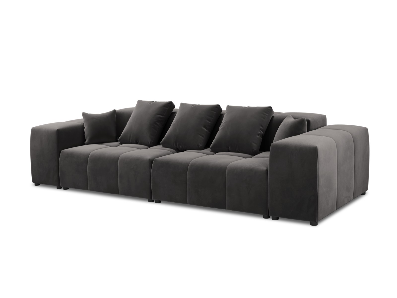 Cosmopolitan Design - Divano modulare "Rome" 3 posti in velluto grigio scuro