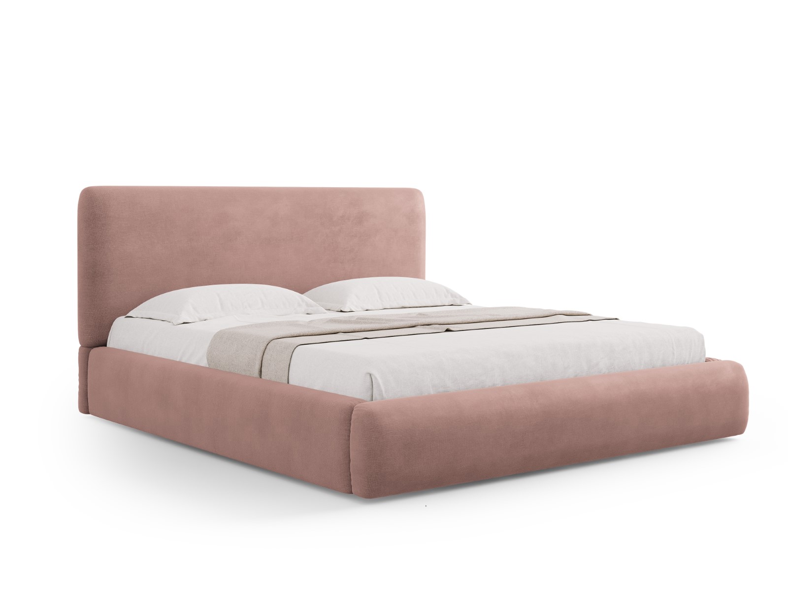 Cosmopolitan Design - Letto a cassettone con testiera "Colonel" 200x200cm in ciniglia rosa