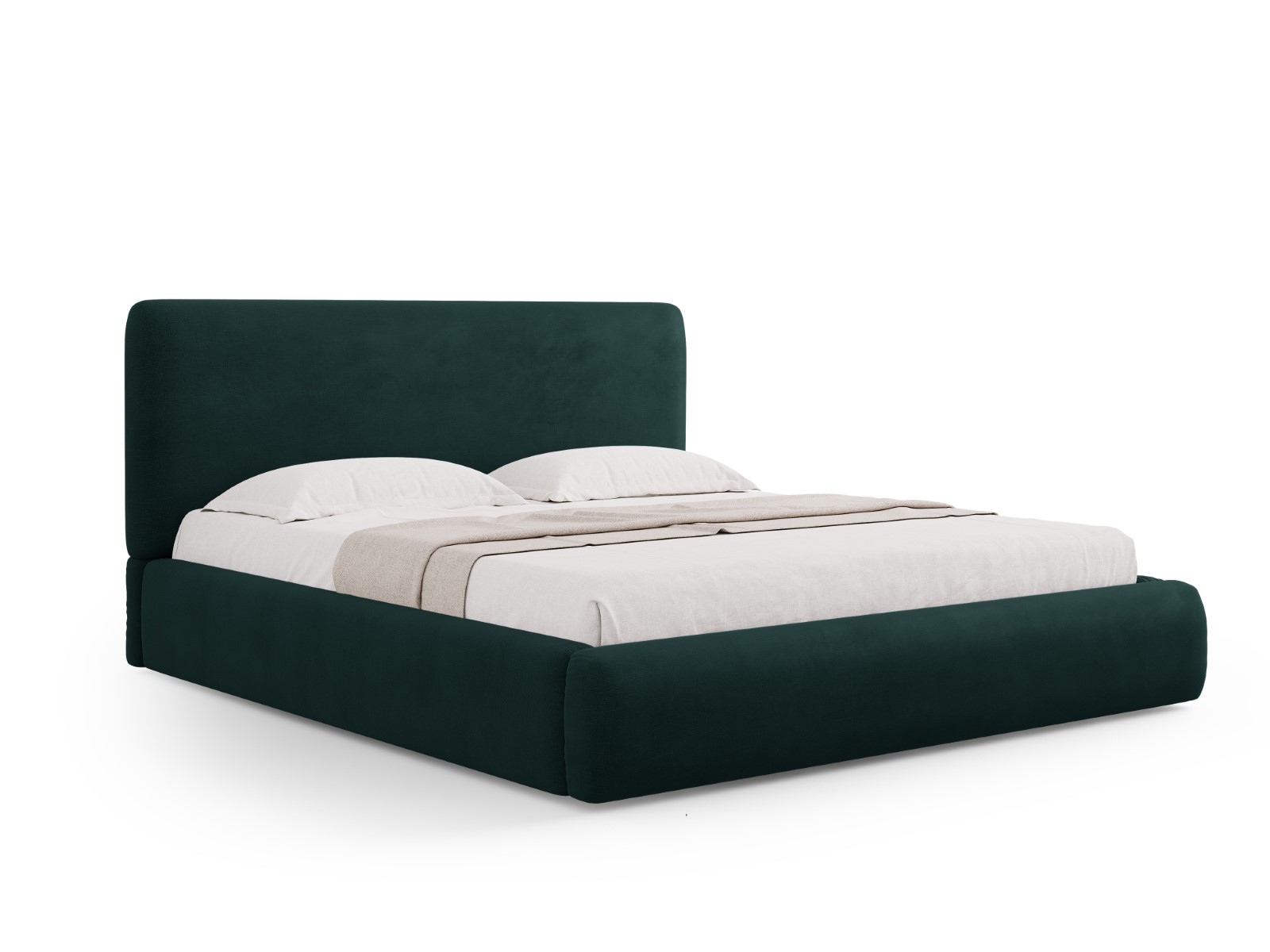 Cosmopolitan Design - Letto a cassettone con testiera "Colonel" 200x200cm in ciniglia verde bottiglia