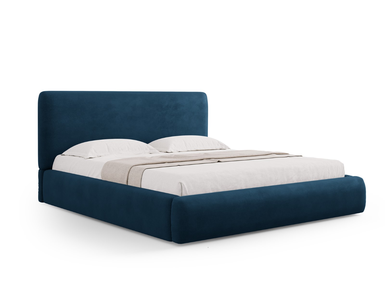 Cosmopolitan Design - Letto a cassettone con testiera "Colonel" 200x200cm in ciniglia blu reale