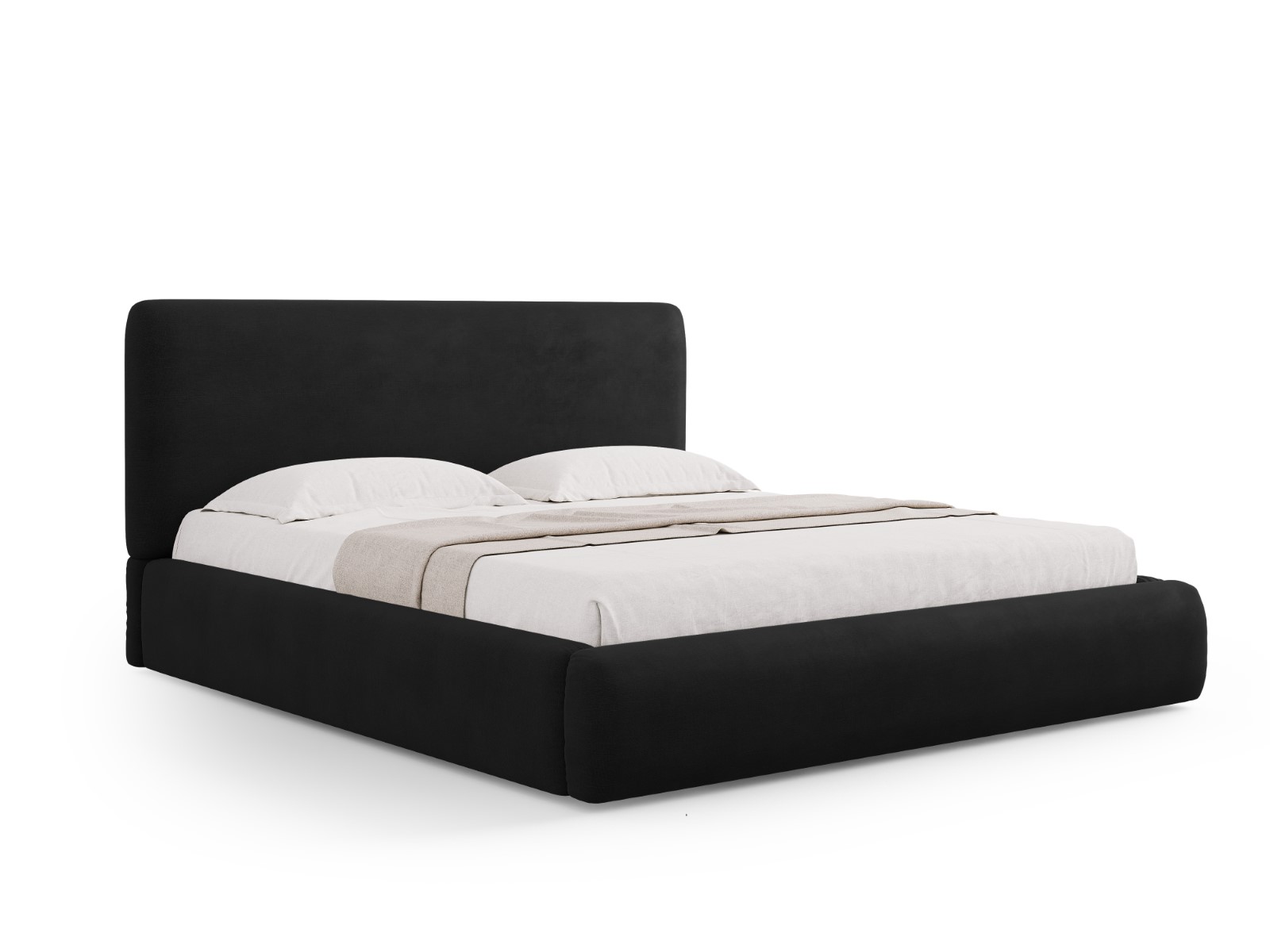 Cosmopolitan Design - Letto a cassettone con testiera "Colonel" 200x200cm in ciniglia nero