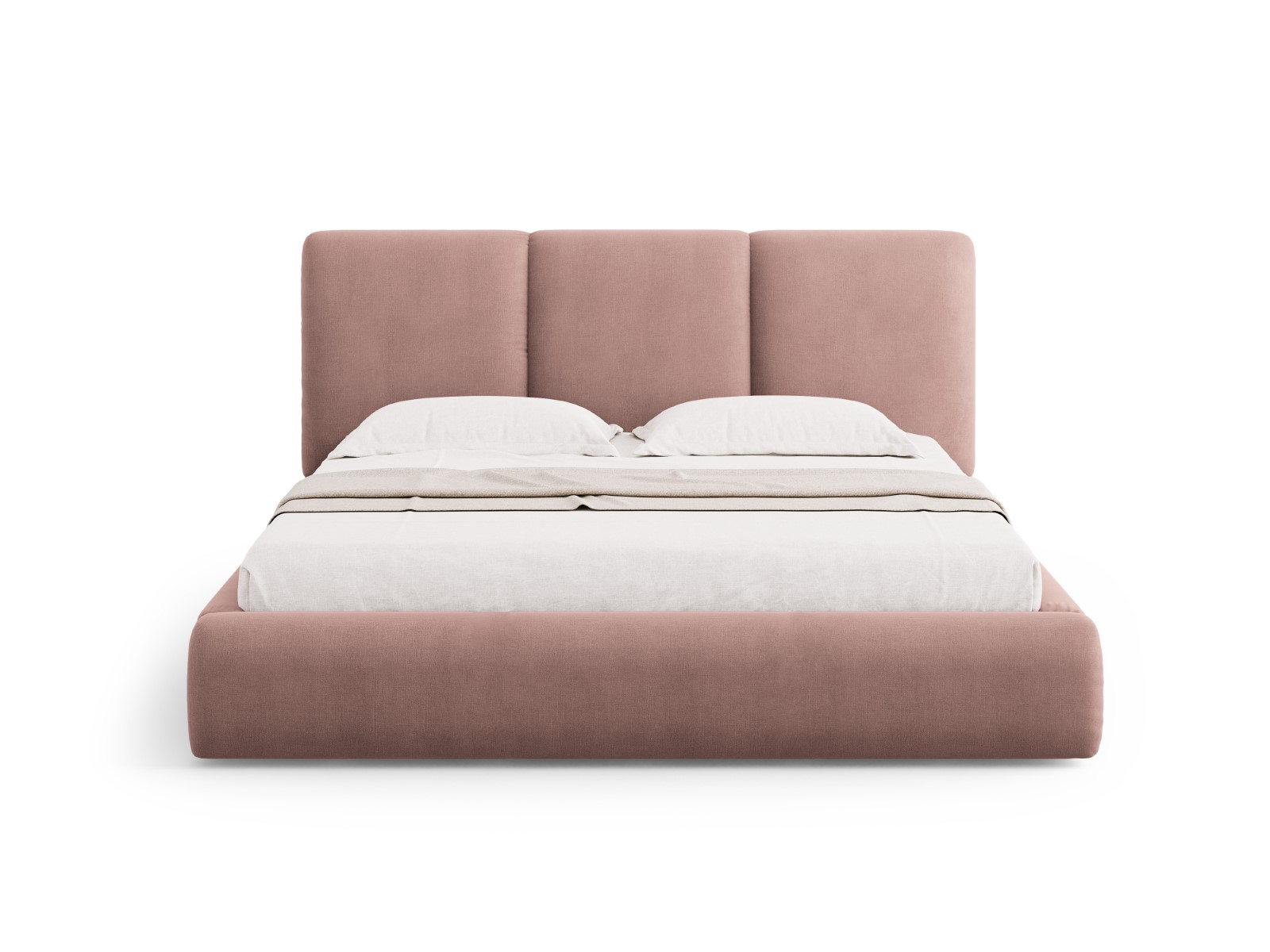 Cosmopolitan Design - Letto a cassettone con testiera "Nicolas" 200x200cm in ciniglia rosa