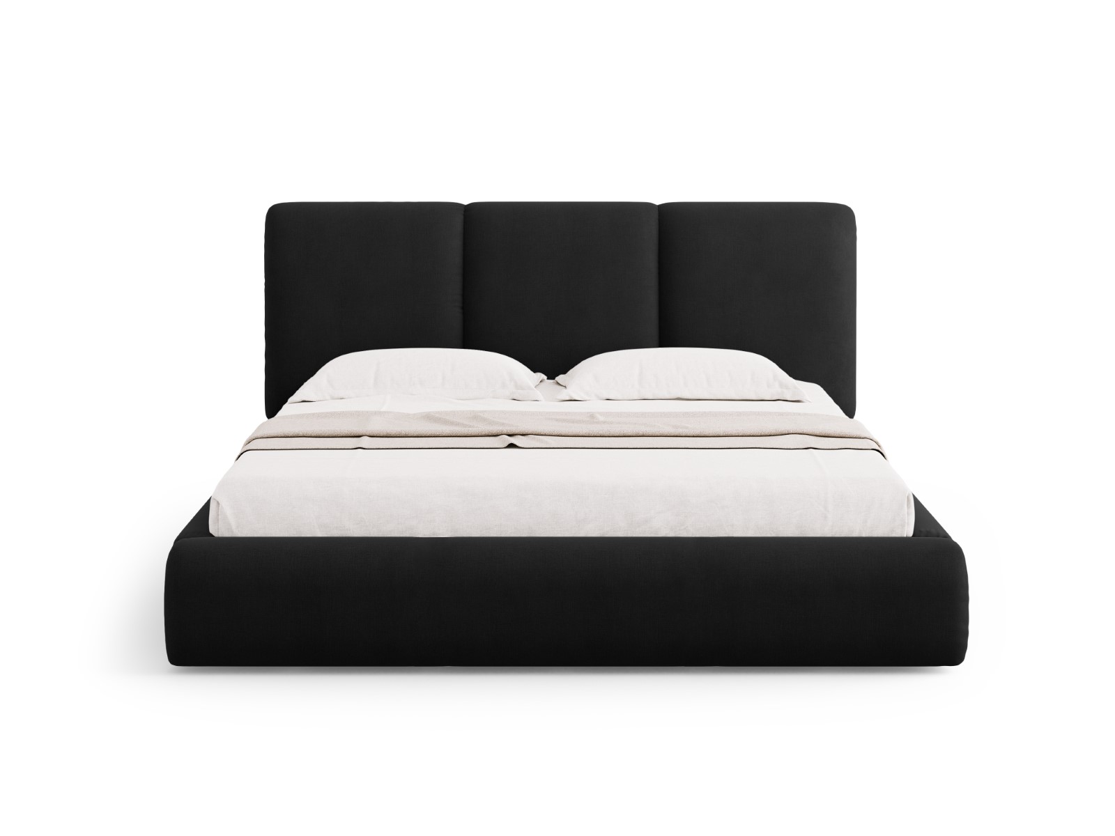 Cosmopolitan Design - Letto a cassettone con testiera "Nicolas" 200x200cm in ciniglia nero