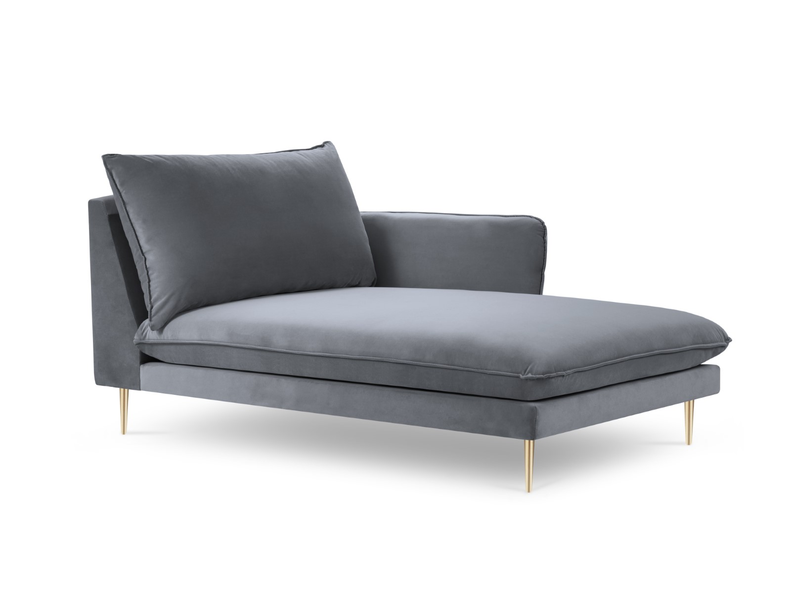 Cosmopolitan Design - Chaise longue destra "Vienna" in velluto blu grigio