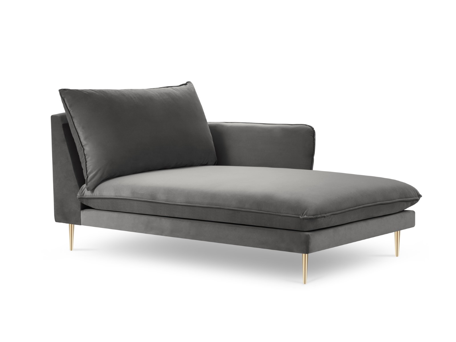Cosmopolitan Design - Chaise longue destra "Vienna" in velluto grigio