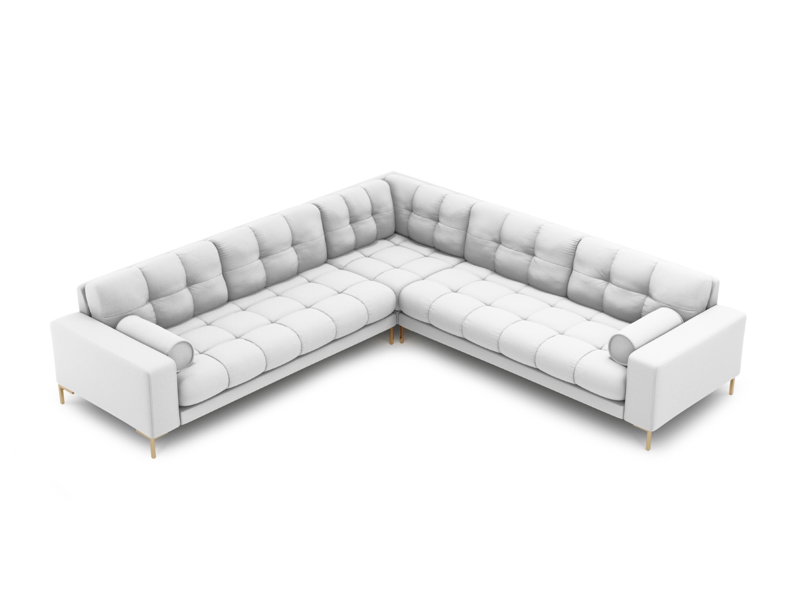 Image of Cosmopolitan Design - Divano angolare reversibile &quot;Bali&quot; 6 posti in tessuto strutturato grigio chiaro