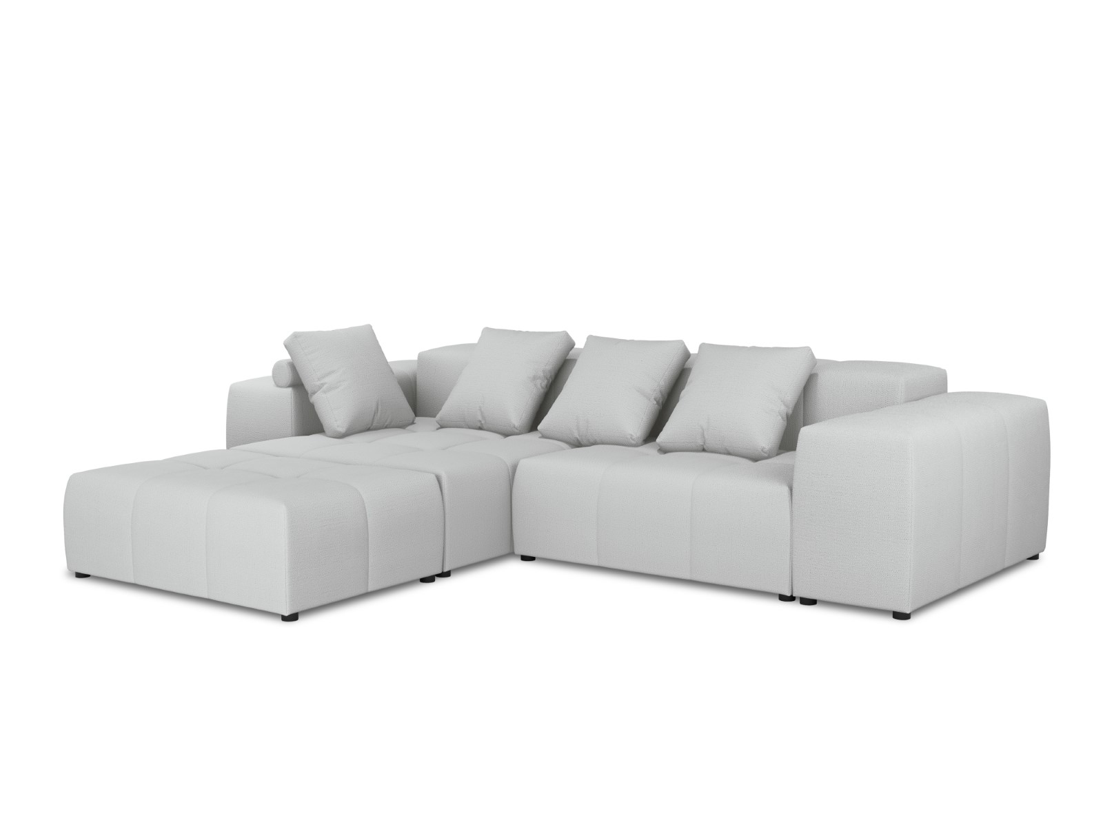 Image of Cosmopolitan Design - Divano angolare modulare reversibile &quot;Rome&quot; 5 posti in tessuto strutturato grigio chiaro