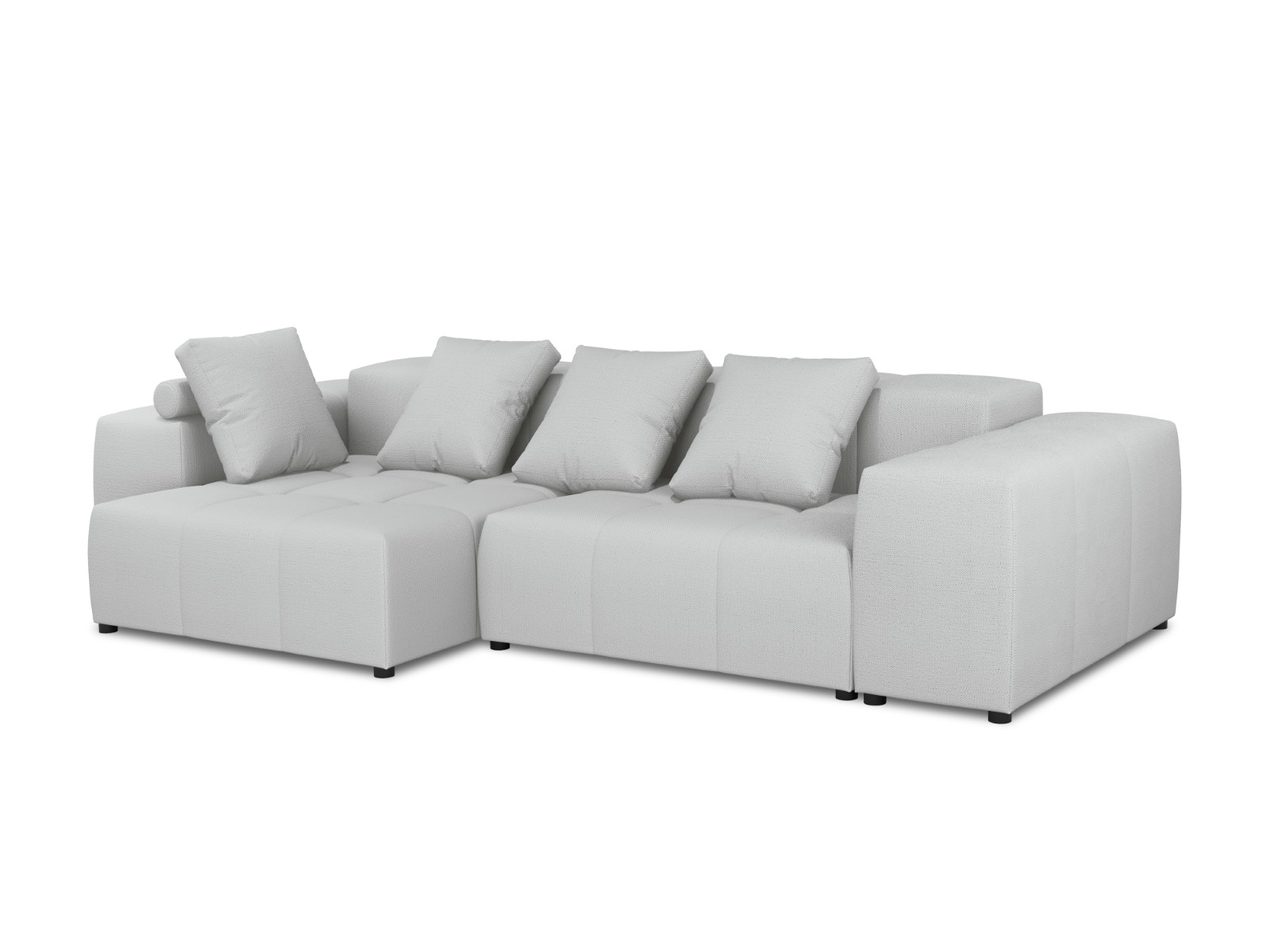Image of Cosmopolitan Design - Divano angolare modulare reversibile &quot;Rome&quot; 4 posti in tessuto strutturato grigio chiaro