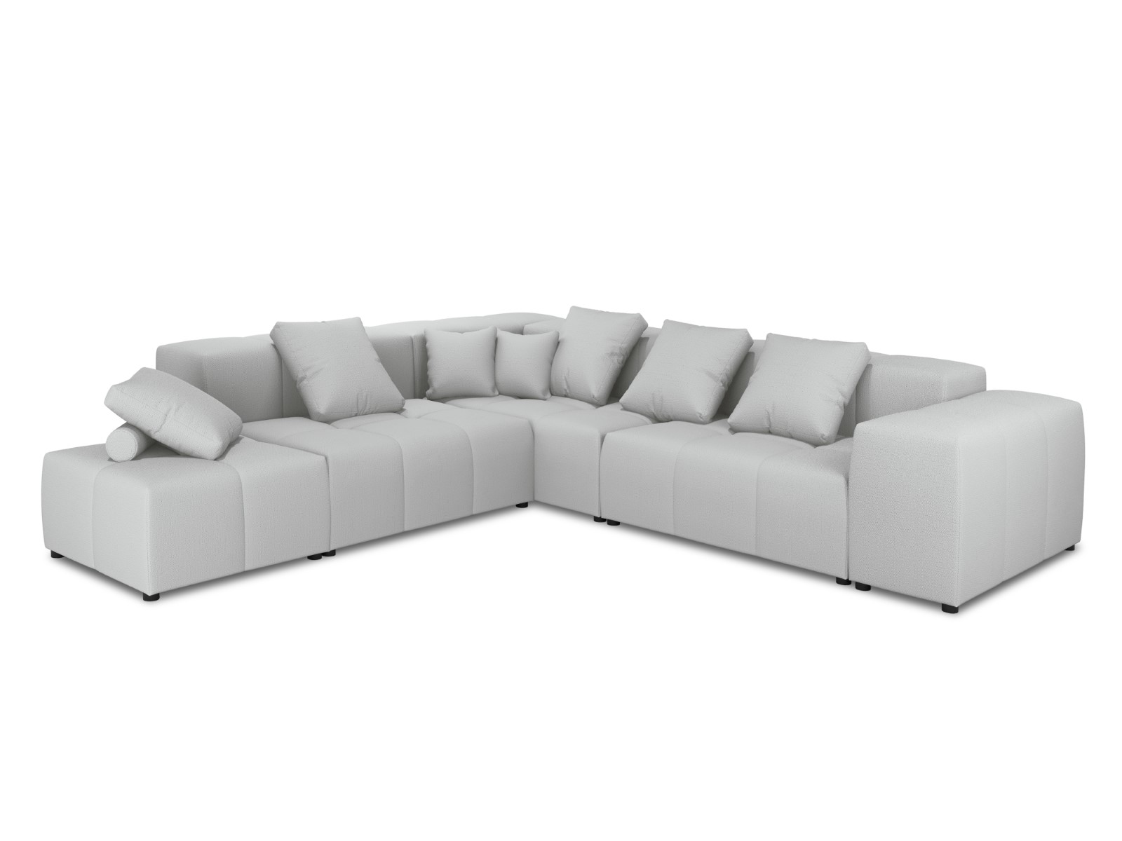 Image of Cosmopolitan Design - Divano angolare modulare reversibile &quot;Rome&quot; 7 posti in tessuto strutturato grigio chiaro