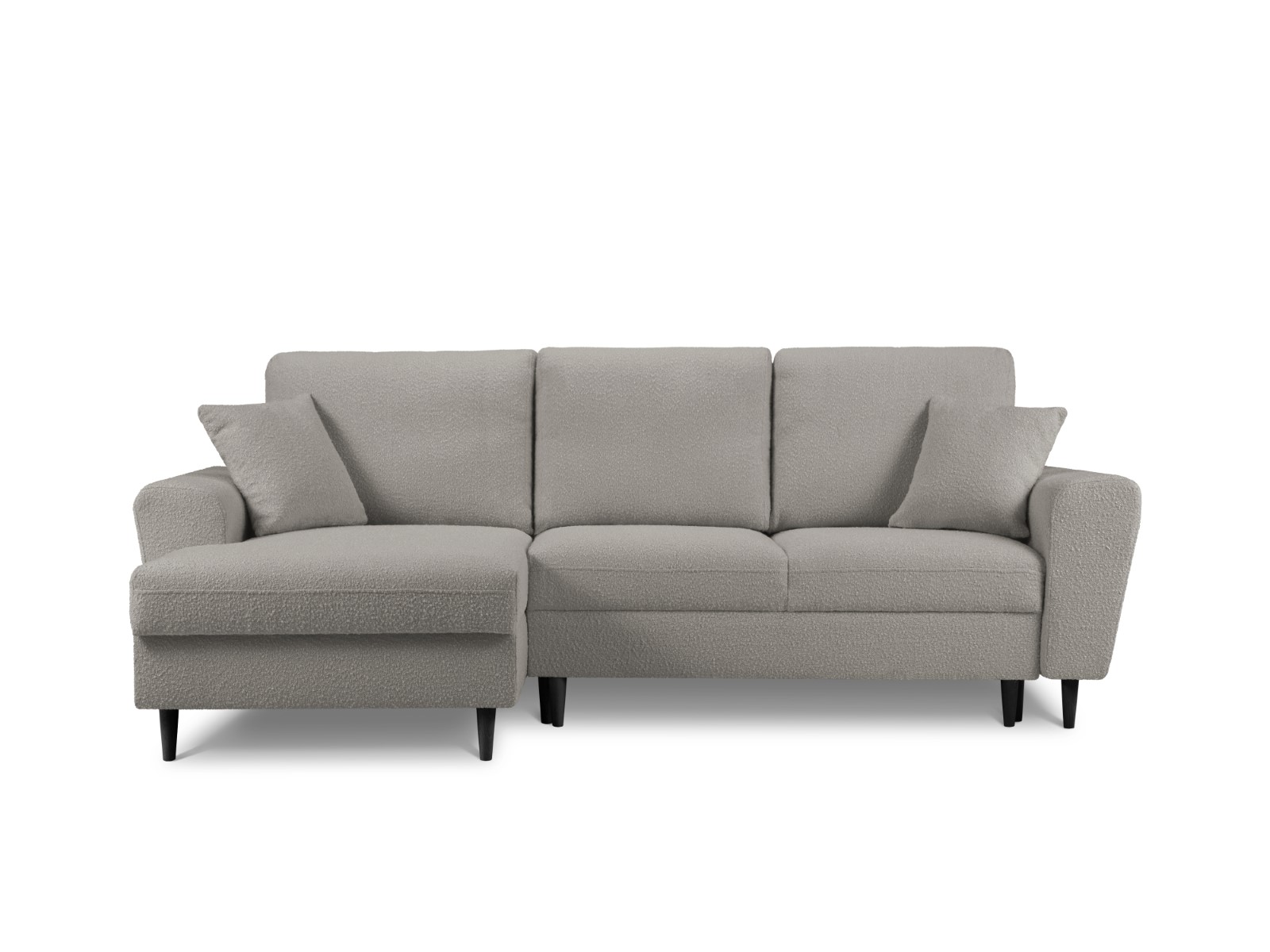 Cosmopolitan Design - Divano convertibile angolare sinistro con contenitore "Kyoto" 4 posti in bouclé grigio