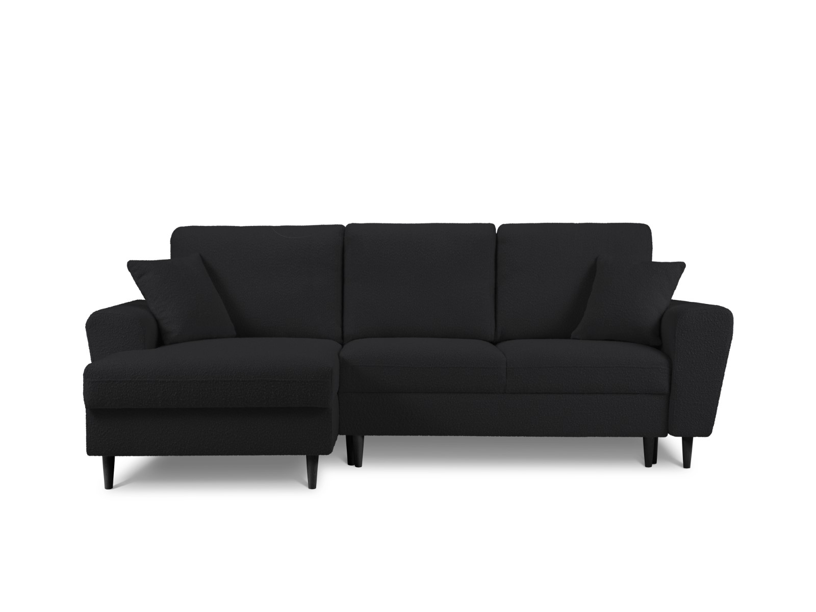 Cosmopolitan Design - Divano convertibile angolare sinistro con contenitore "Kyoto" 4 posti in bouclé nero