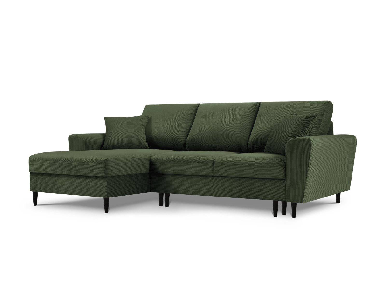 Cosmopolitan Design - Divano convertibile angolare sinistro con box "Kyoto" 4 posti in velluto a coste verde bottiglia