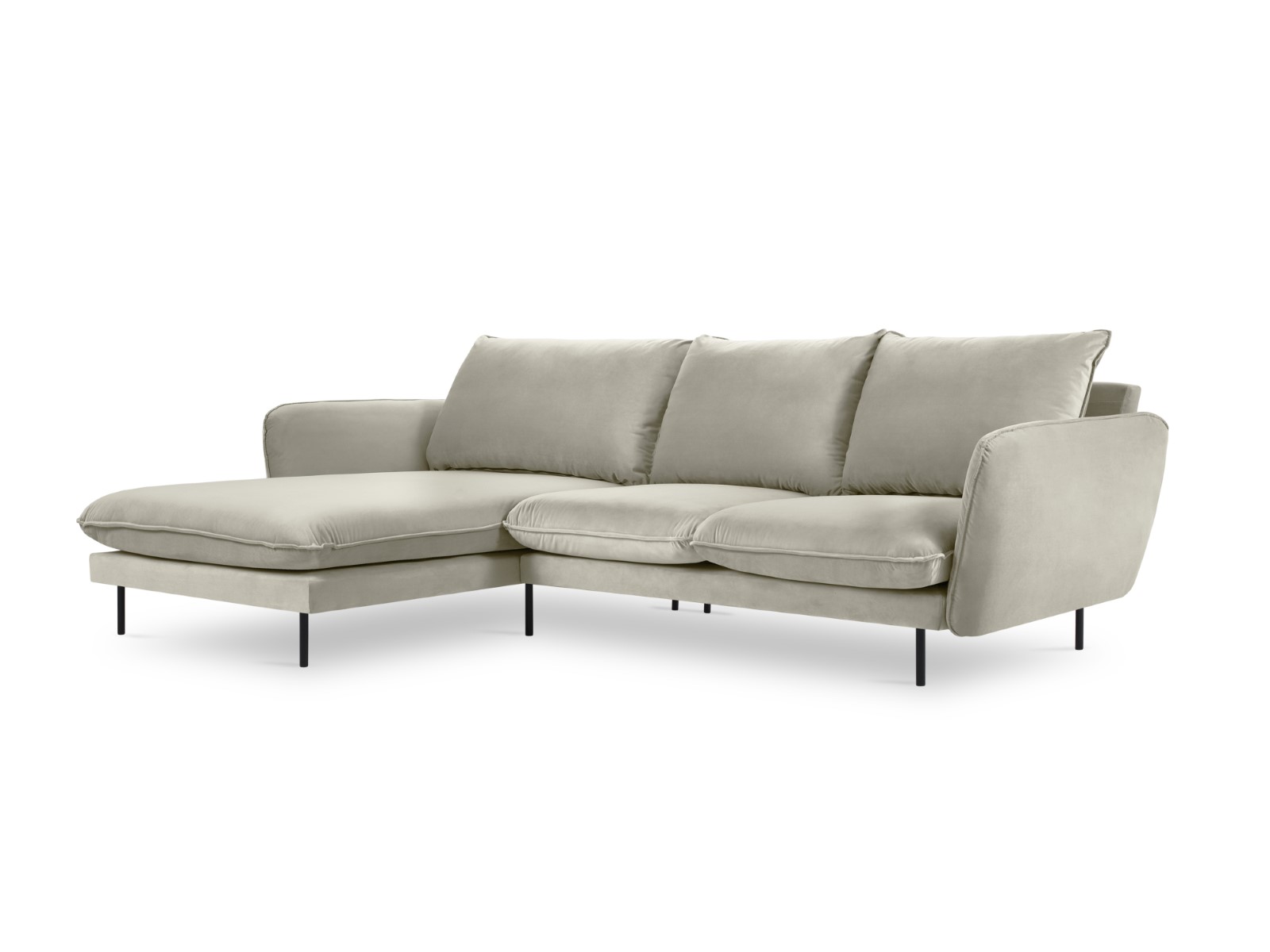 Cosmopolitan Design - Divano angolare sinistro "Vienna" 5 posti in velluto beige