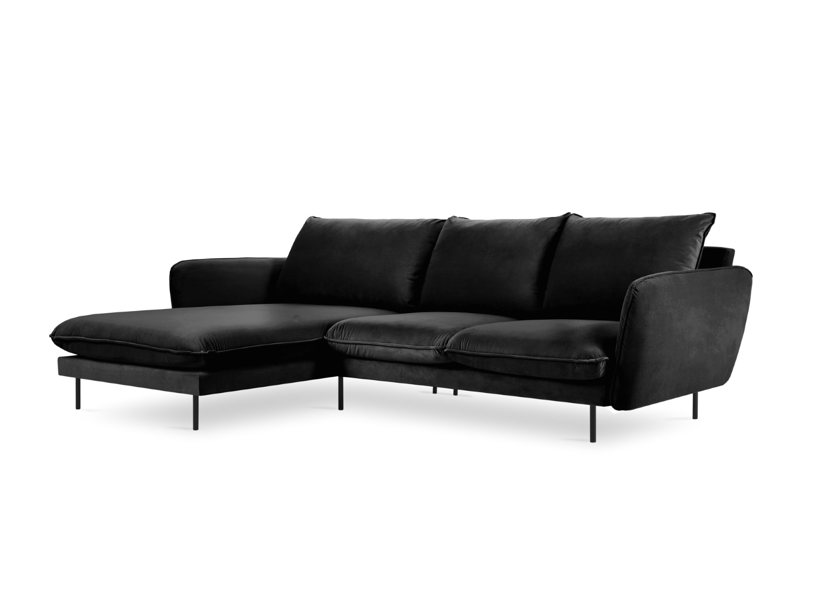 Cosmopolitan Design - Divano angolare sinistro "Vienna" 5 posti in velluto nero