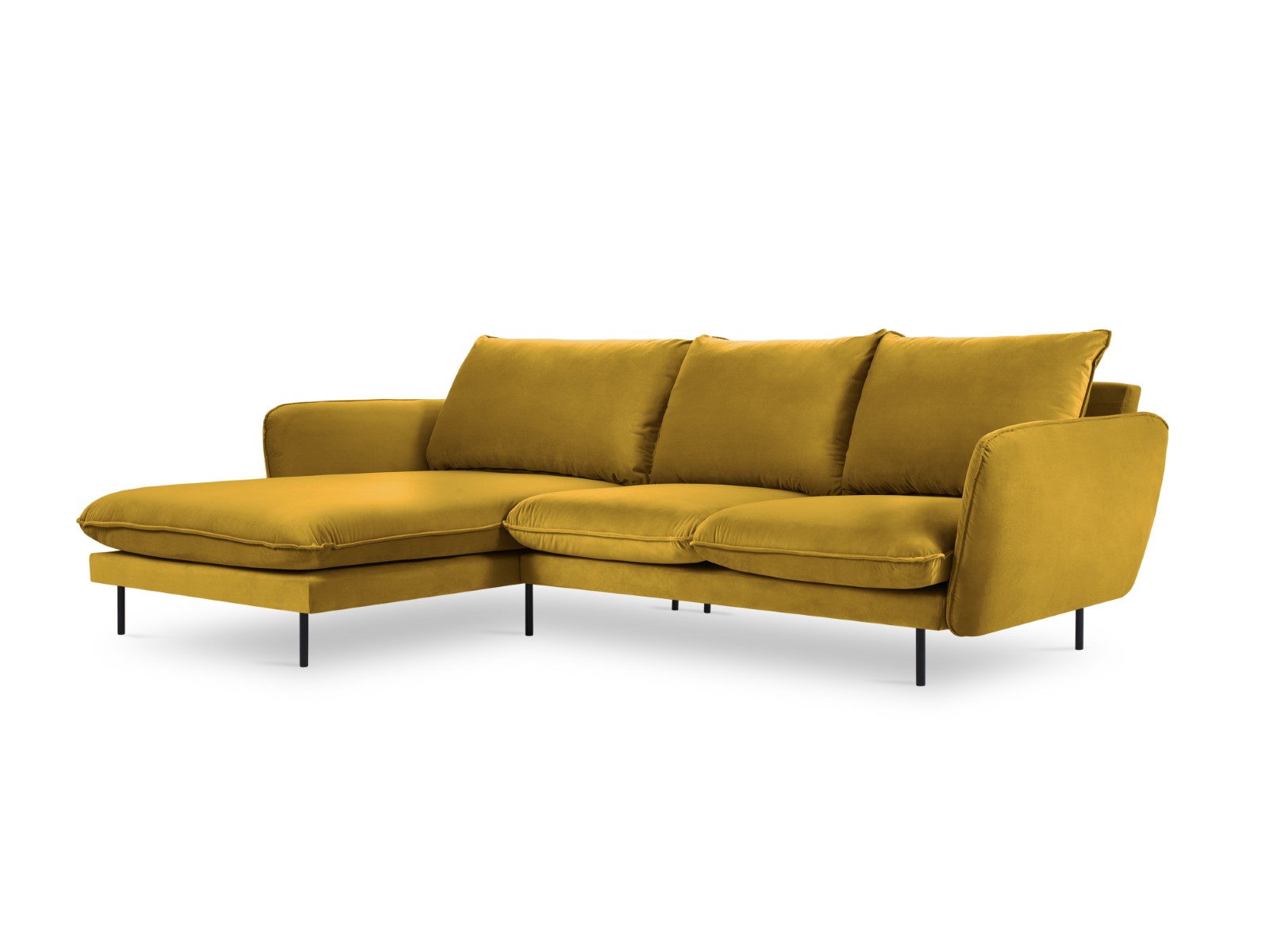Cosmopolitan Design - Divano angolare sinistro "Vienna" 5 posti in velluto giallo