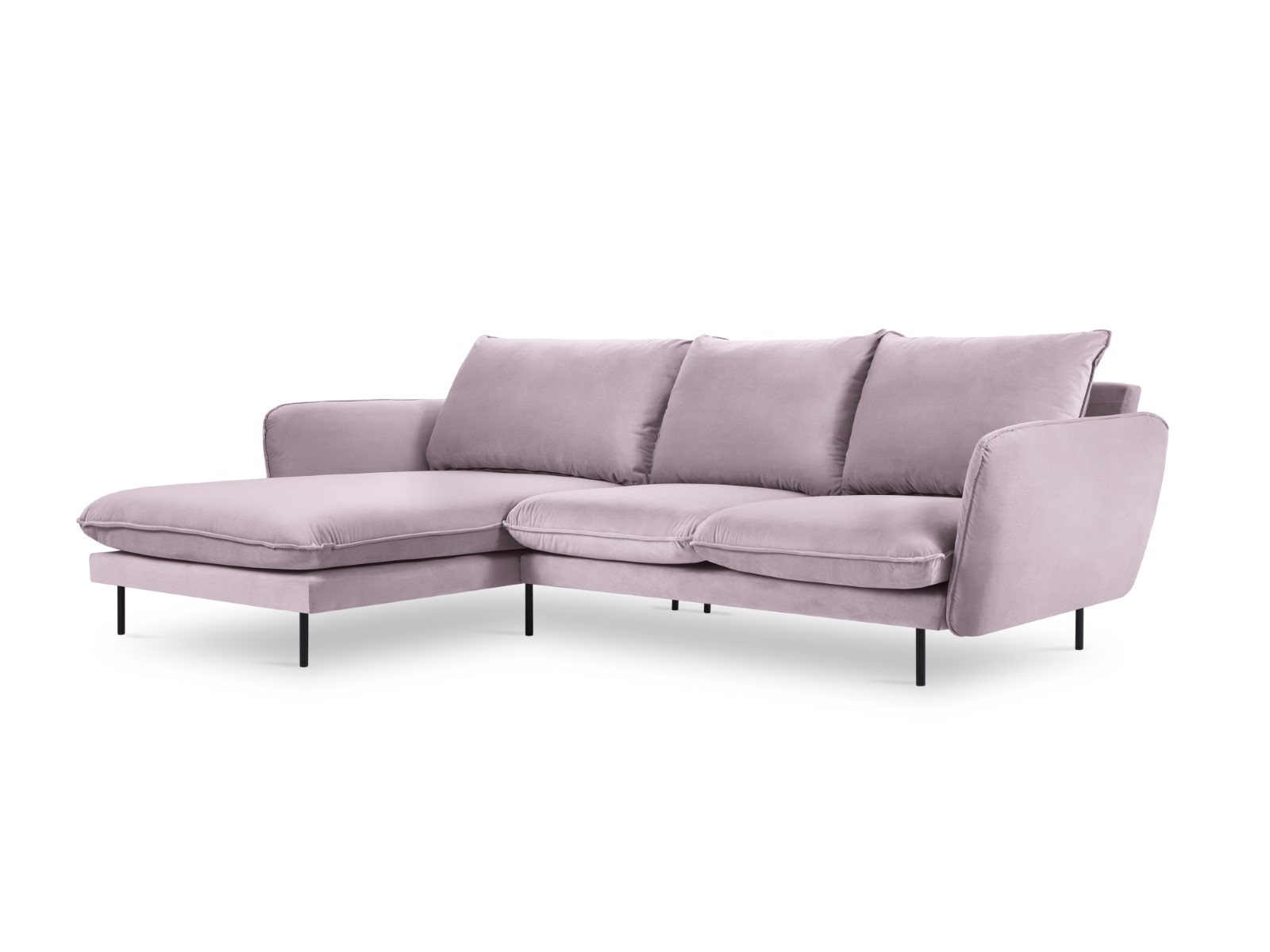 Cosmopolitan Design - Divano angolare sinistro "Vienna" 5 posti in velluto lavanda