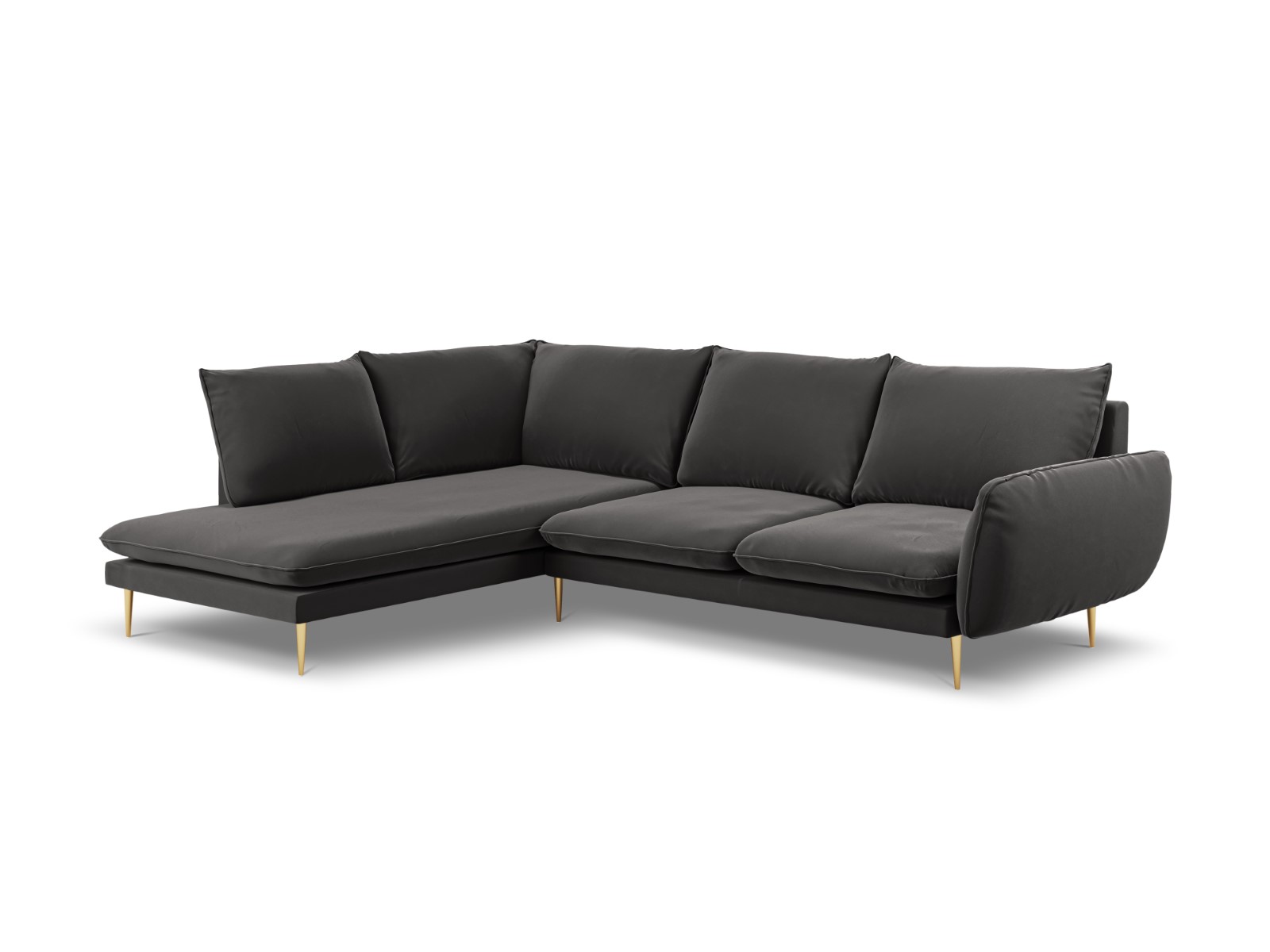Cosmopolitan Design - Divano angolare sinistro "Vienna" 6 posti in velluto grigio scuro